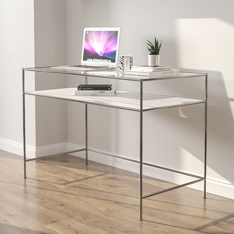 Modern Tempered Glass Desk Living Room Study Writing Desk, 47.2''L x 23.6''W