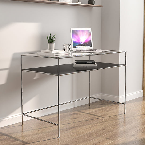 Modern Tempered Glass Desk Living Room Study Writing Desk, 47.2''L x 23.6''W