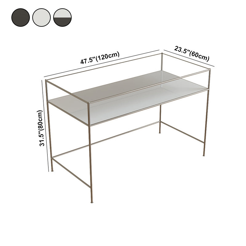 Modern Tempered Glass Desk Living Room Study Writing Desk, 47.2''L x 23.6''W