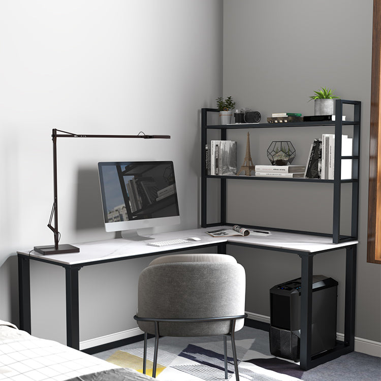 Modern Sintered Stone Corner Desk L-shape Desk without Shelf for Office