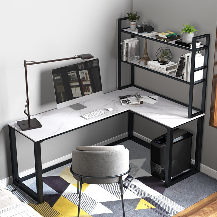 Modern Sintered Stone Corner Desk L-shape Desk without Shelf for Office