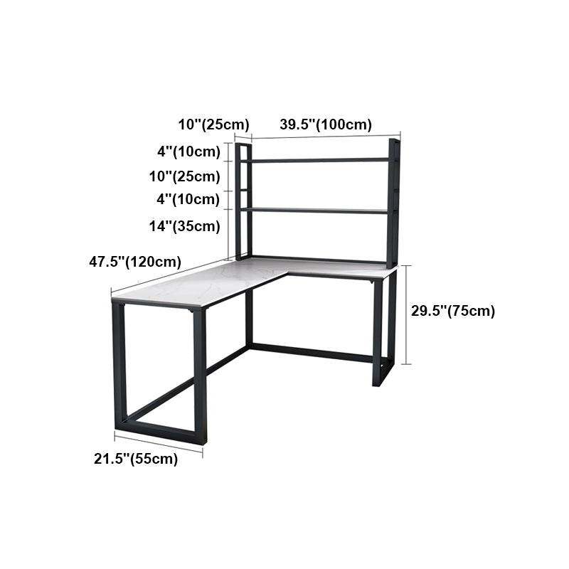 Modern Sintered Stone Corner Desk L-shape Desk without Shelf for Office