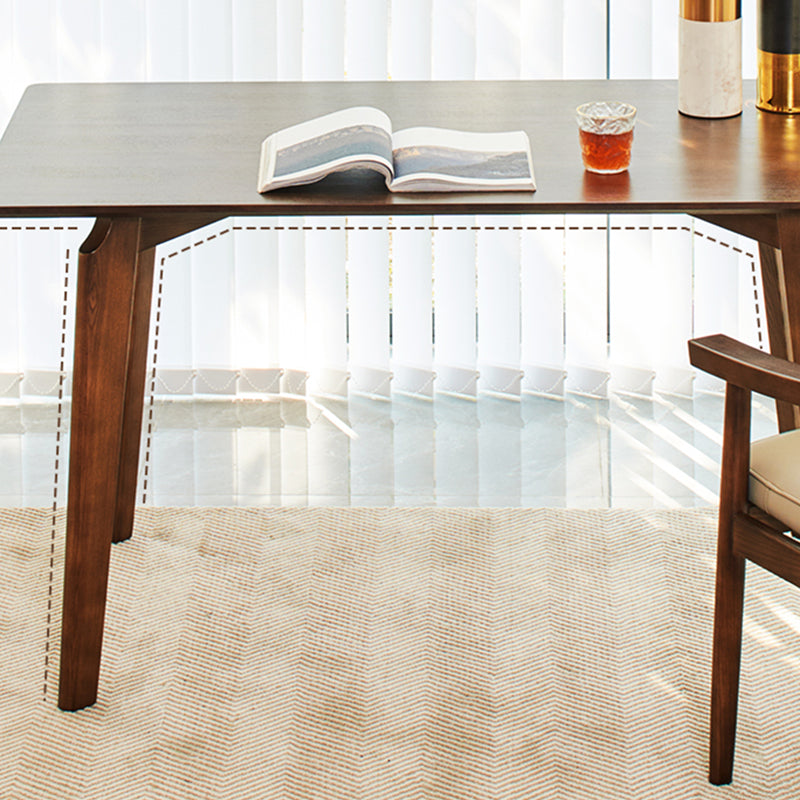 Brown Contemporary Curved Writing Desk Ash Wood Parsons Base Desk