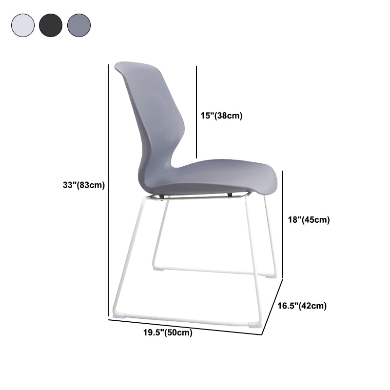 Modern Steel Office Chair Plastic Armless No Wheels Office Chair