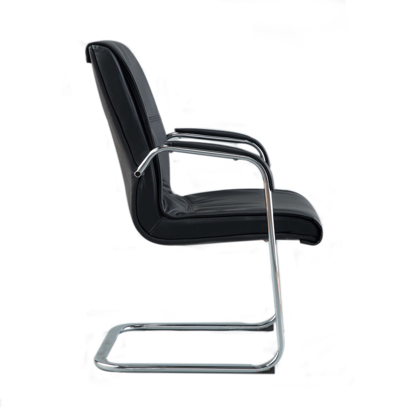 Faux Leather and Chrome Frame Desk Chair Padded Arms Office Chair