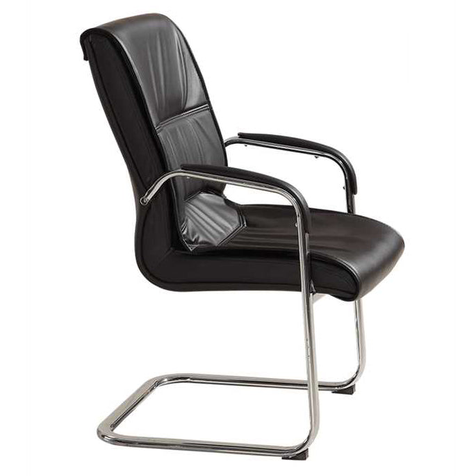 Faux Leather and Chrome Frame Desk Chair Padded Arms Office Chair