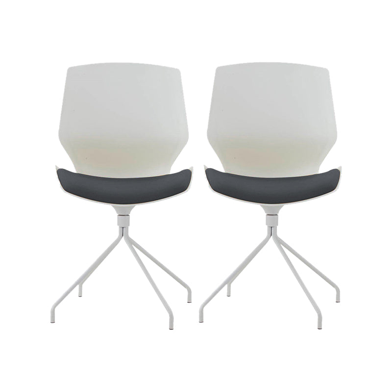 Modern No Wheels Desk Chair White Cotton Armless Office Chair