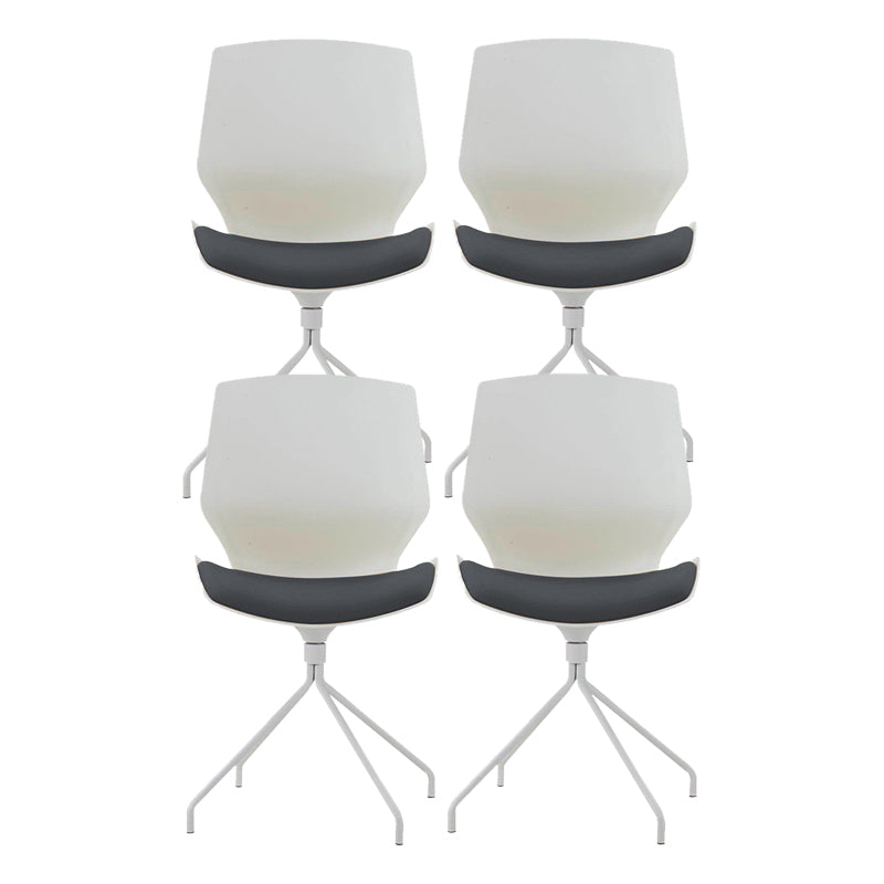 Modern No Wheels Desk Chair White Cotton Armless Office Chair