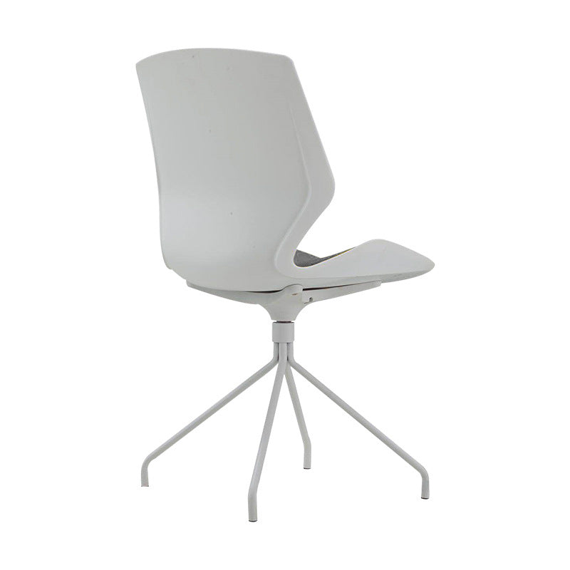 Modern No Wheels Desk Chair White Cotton Armless Office Chair