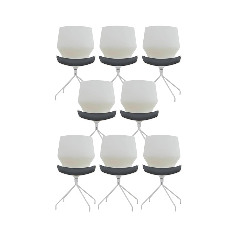 Modern No Wheels Desk Chair White Cotton Armless Office Chair