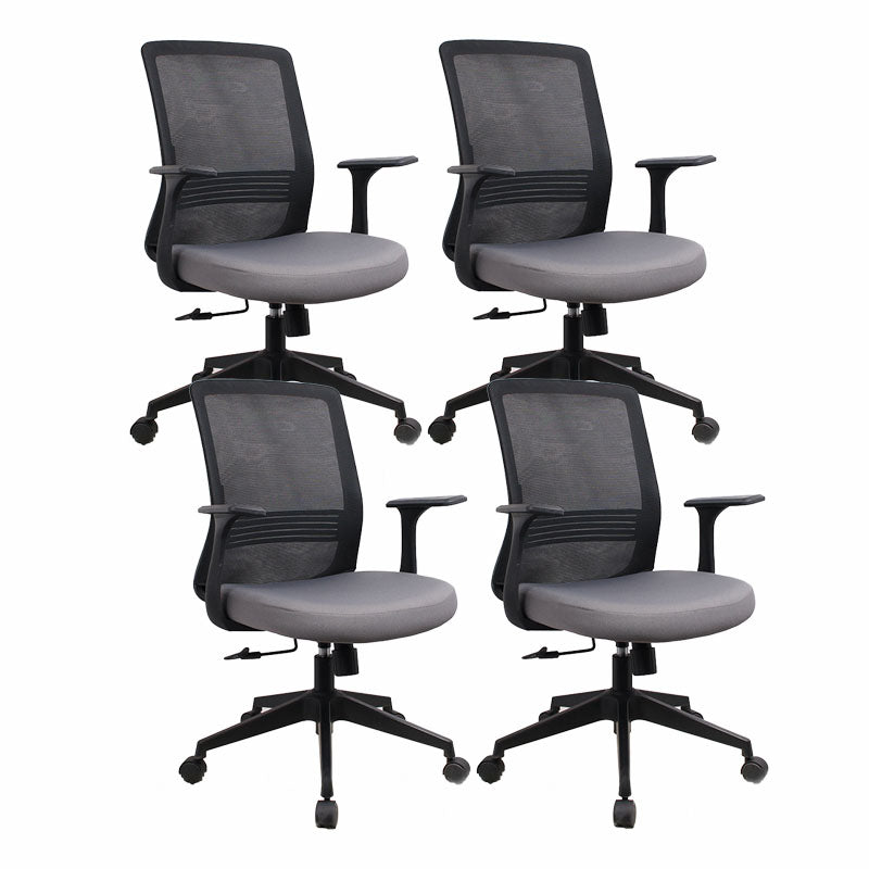 Modern Fixed Arms Black Chair Breathable AirGrid Height-adjustable Desk Chair