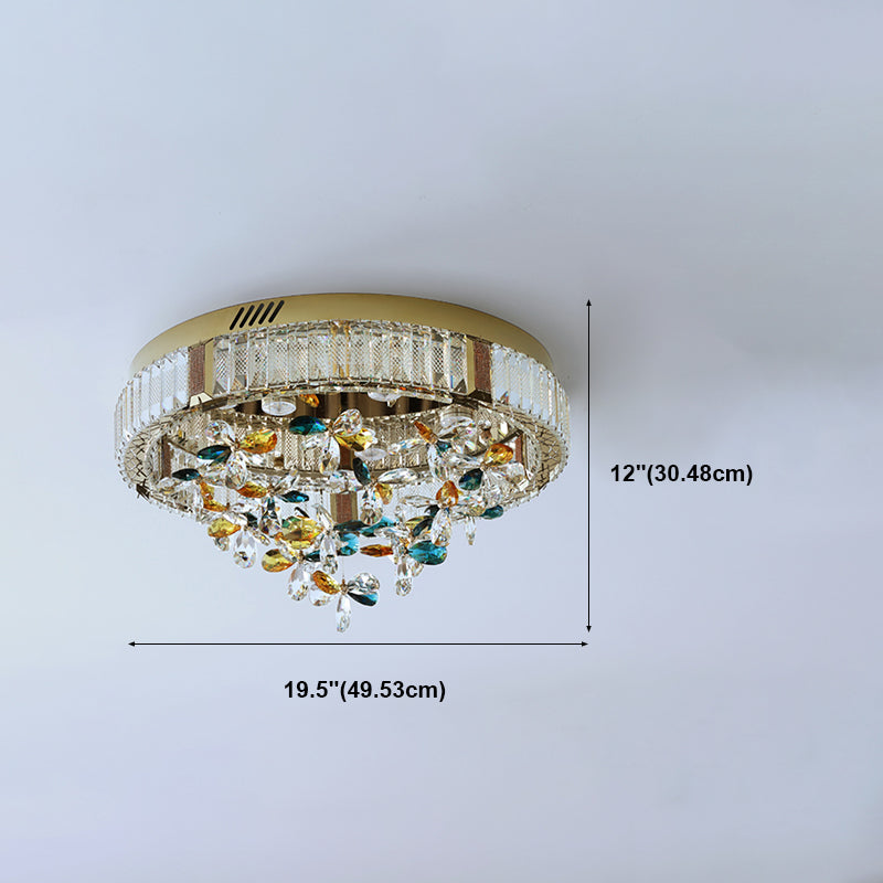 Contemporary Cone Flush Light Crystal Flush Mount Ceiling Fixture in Gold