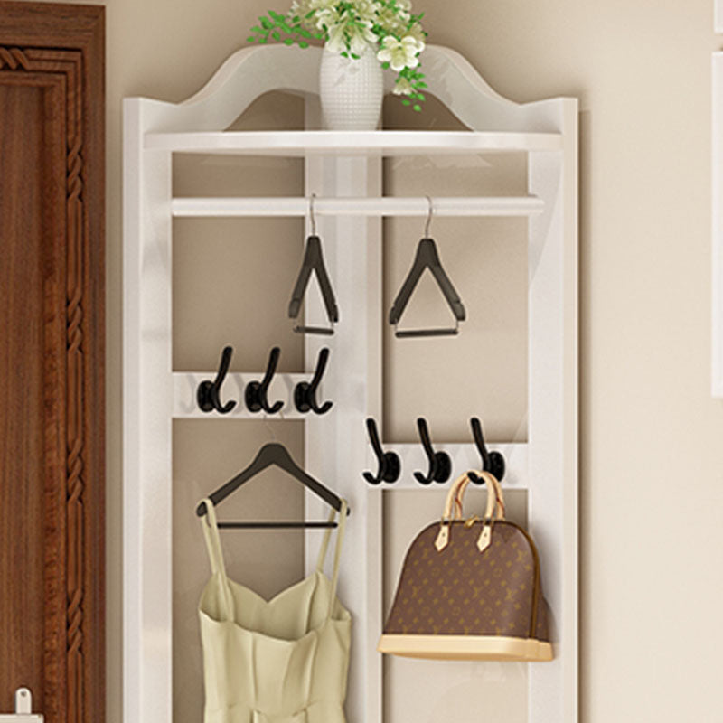 Modern Pine Wood Coat Hanger Hooks Storage Shelves Coat Rack in Living Room