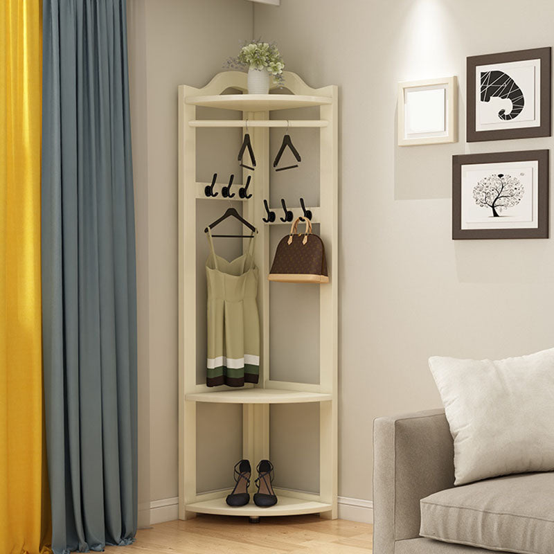 Modern Pine Wood Coat Hanger Hooks Storage Shelves Coat Rack in Living Room