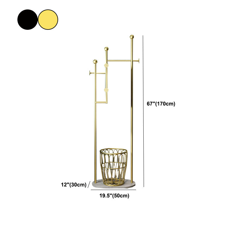 Modern Metal Entryway Kit with 4 Hooks and Basket in Drawing Room