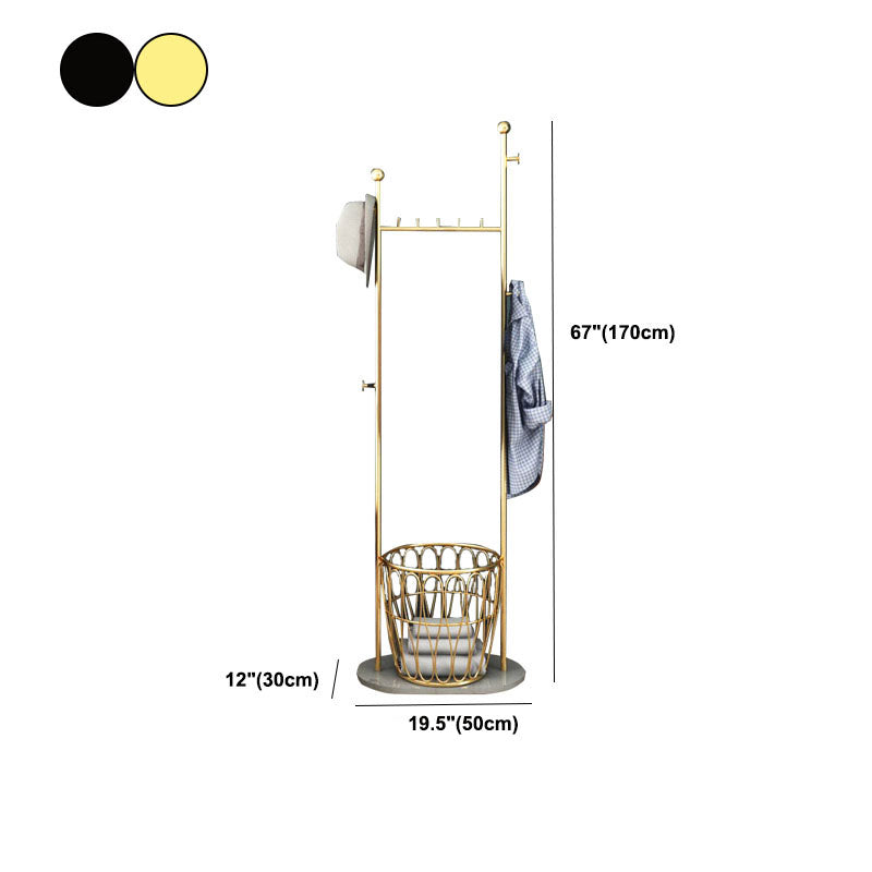 Modern Metal Entryway Kit with 4 Hooks and Basket in Drawing Room