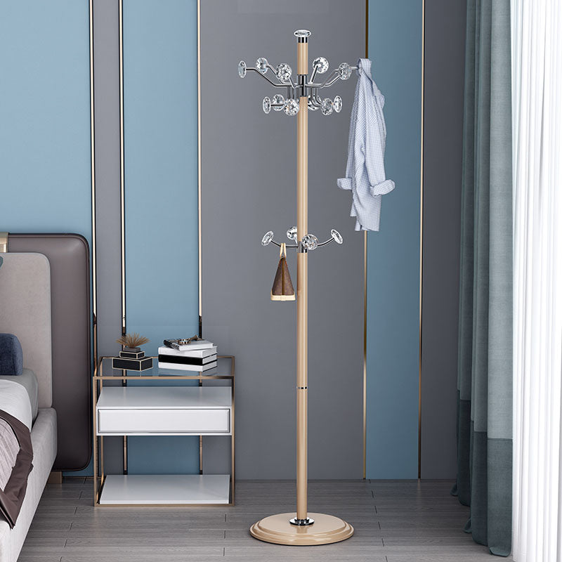 Contemporary Coat Rack Free Standing Coat Hook Metal Hall Stand with Round Base