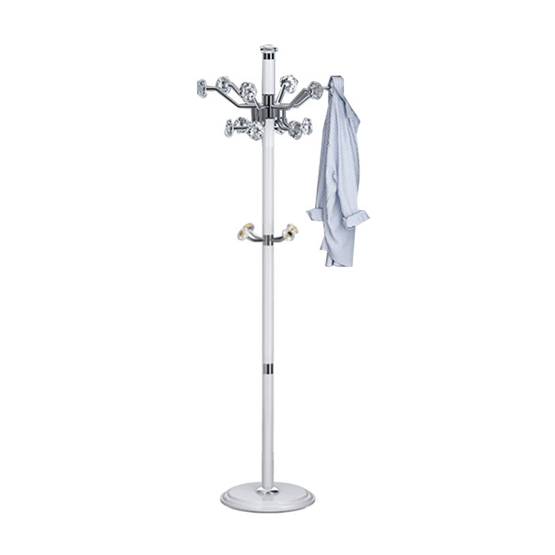 Contemporary Coat Rack Free Standing Coat Hook Metal Hall Stand with Round Base