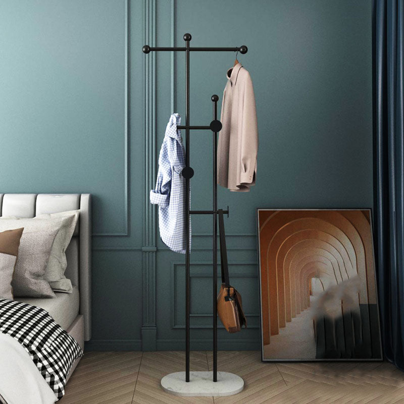 Contemporary Coat Rack Free Standing Coat Hook Metal Hall Stand with Slate Base