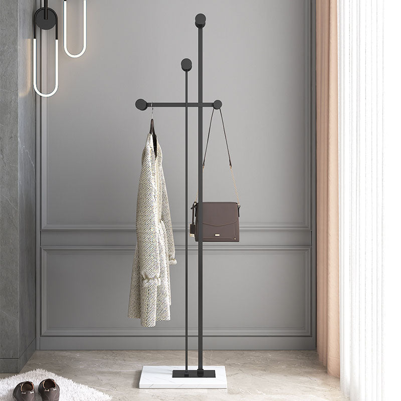 Contemporary Coat Rack Free Standing Coat Hook Metal Hall Stand with Slate Base