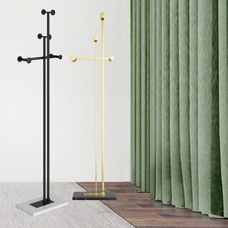 Contemporary Coat Rack Free Standing Coat Hook Metal Hall Stand with Slate Base