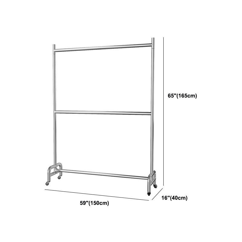 Industrial Coat Rack Free Standing with Rod Metal Hall Stand with Wheels