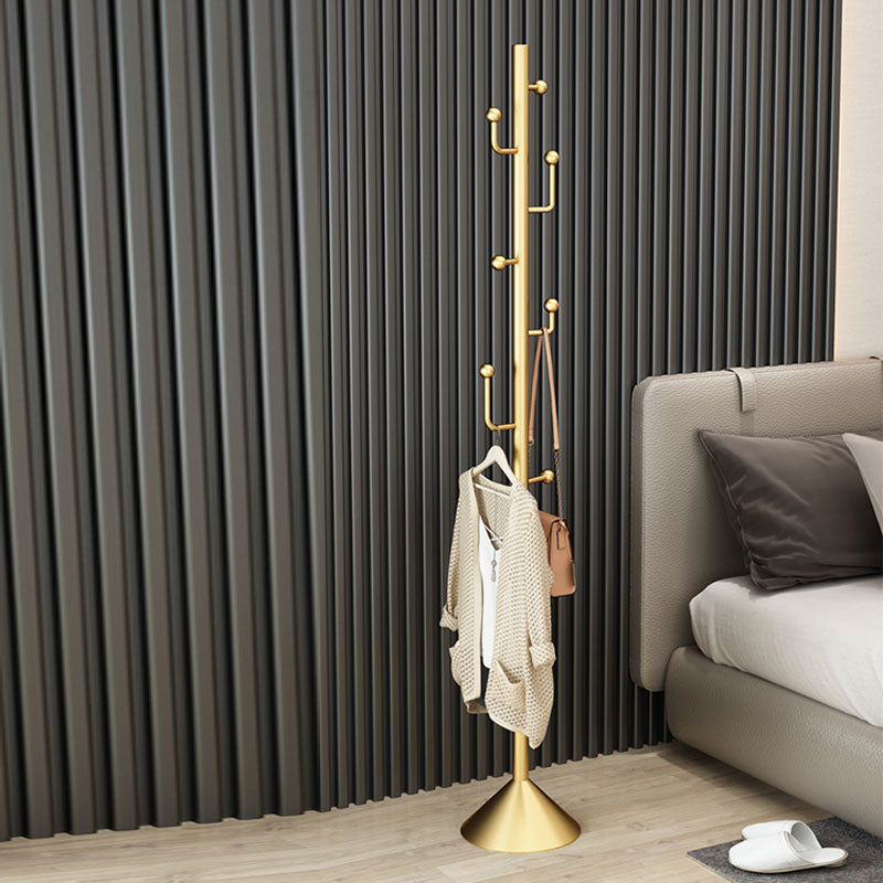 Glam Coat Rack Free Standing Coat Hook Metal Hall Stand with Round Base