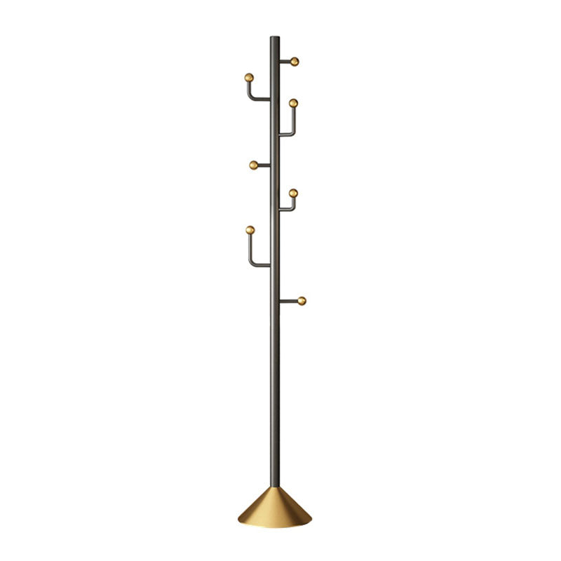 Glam Coat Rack Free Standing Coat Hook Metal Hall Stand with Round Base