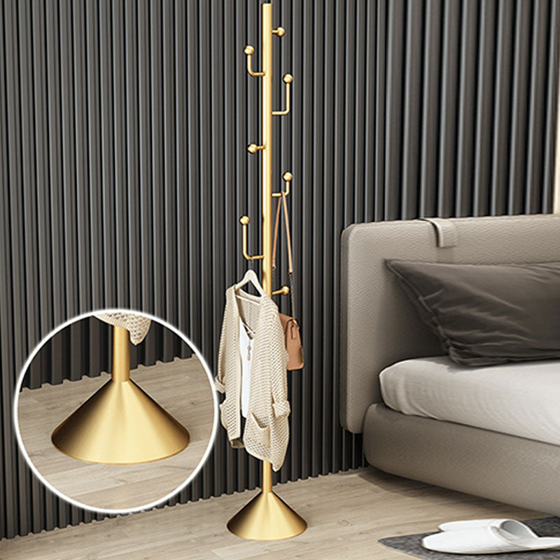 Glam Coat Rack Free Standing Coat Hook Metal Hall Stand with Round Base