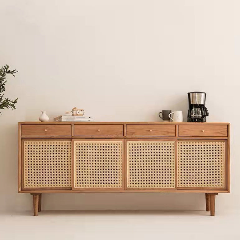 Rattan Doors Cupboard Glam Style Wood Kitchen Sideboard for Dining Room