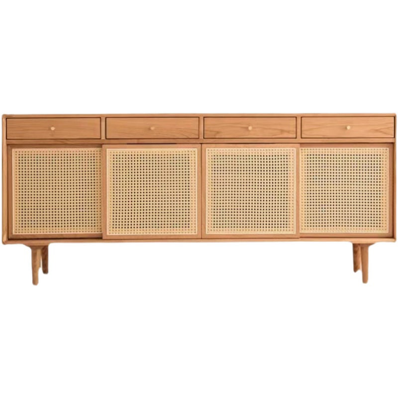 Rattan Doors Cupboard Glam Style Wood Kitchen Sideboard for Dining Room