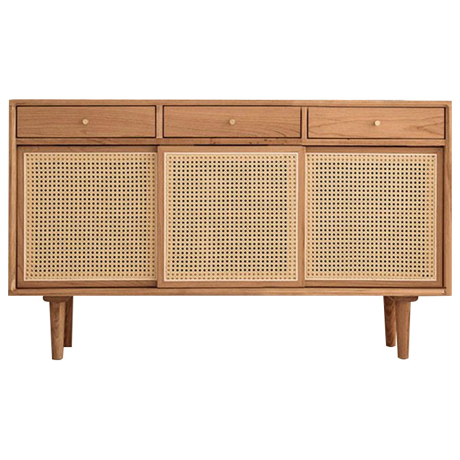 Rattan Doors Cupboard Glam Style Wood Kitchen Sideboard for Dining Room