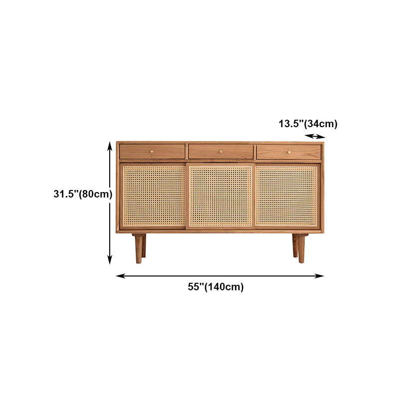 Rattan Doors Cupboard Glam Style Wood Kitchen Sideboard for Dining Room