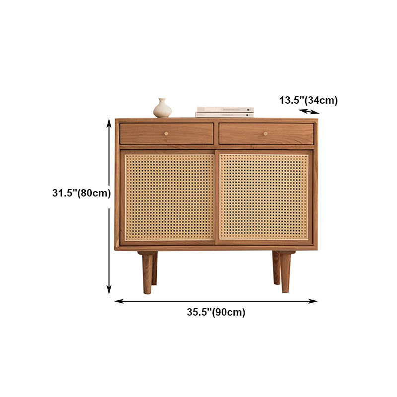 Rattan Doors Cupboard Glam Style Wood Kitchen Sideboard for Dining Room