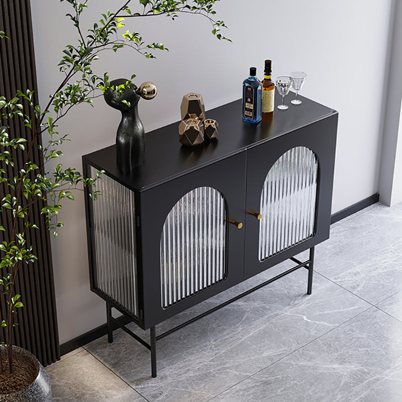 Glass Door Iron Sideboard Glam Server Cabinet with Storage for Living Room