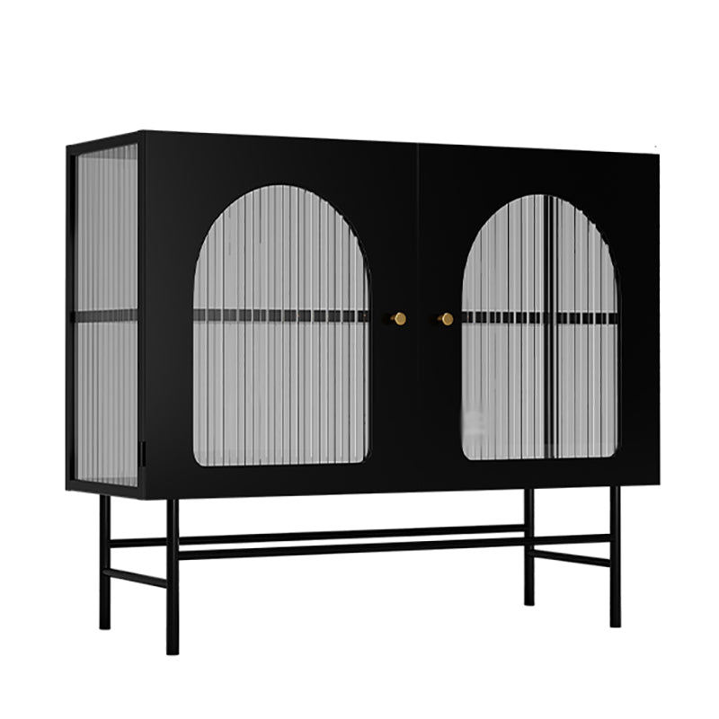 Glass Door Iron Sideboard Glam Server Cabinet with Storage for Living Room