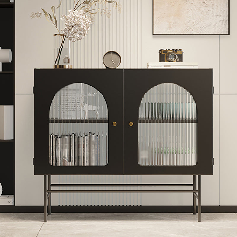 Glass Door Iron Sideboard Glam Server Cabinet with Storage for Living Room