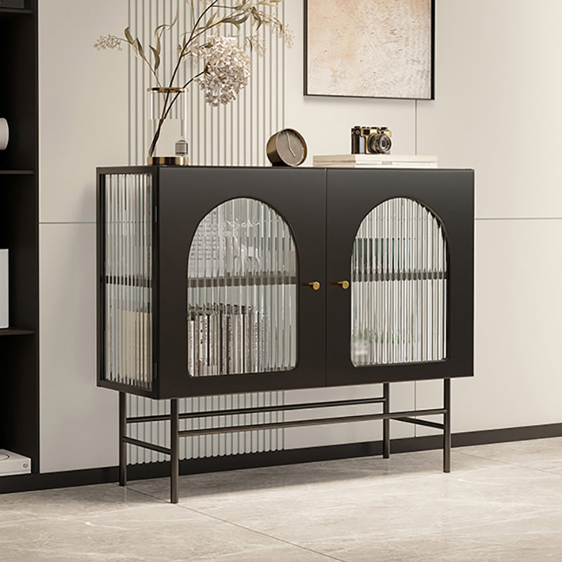 Glass Door Iron Sideboard Glam Server Cabinet with Storage for Living Room