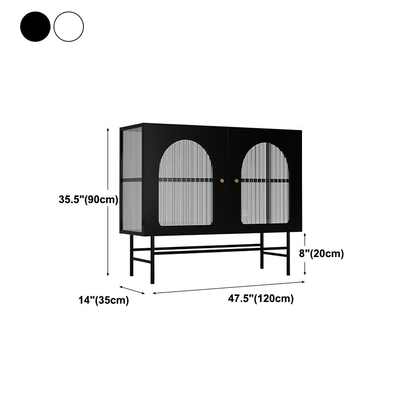 Glass Door Iron Sideboard Glam Server Cabinet with Storage for Living Room