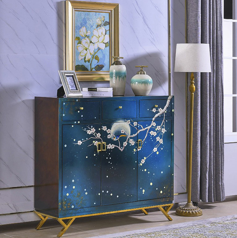 Glam Birch Wood Sideboard Adjustable Shelving Cabinet Credenza with Drawer for Living Room