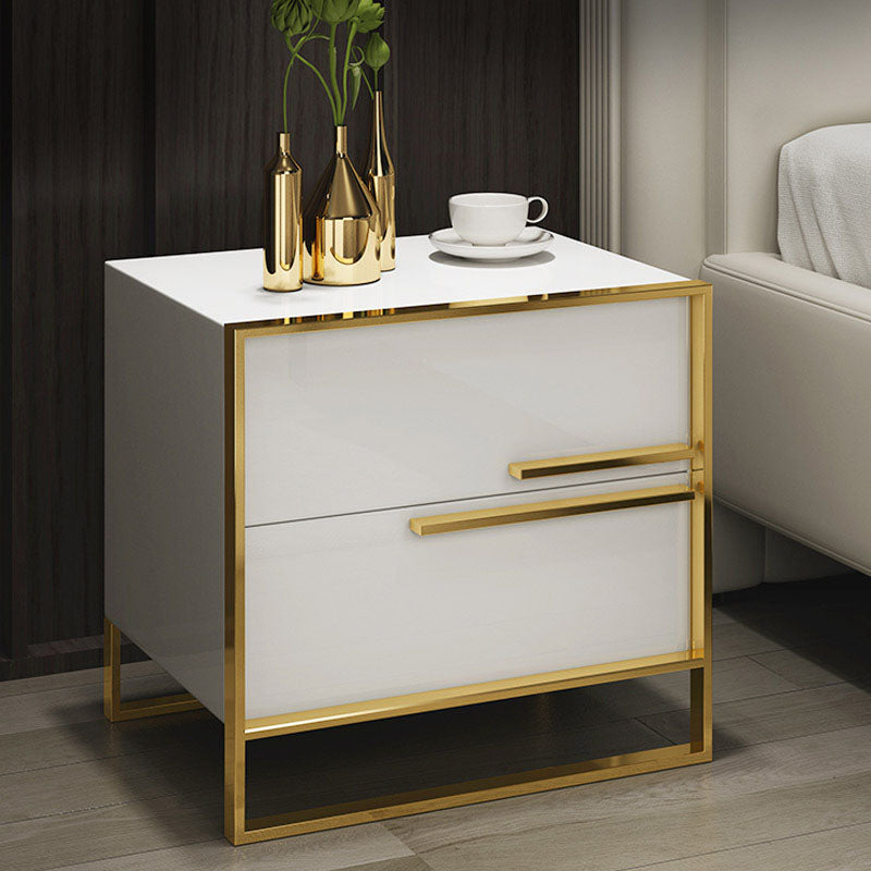 2 - Drawer Accent Table Nightstand 19.68" Tall Glam Bedside Cabinet