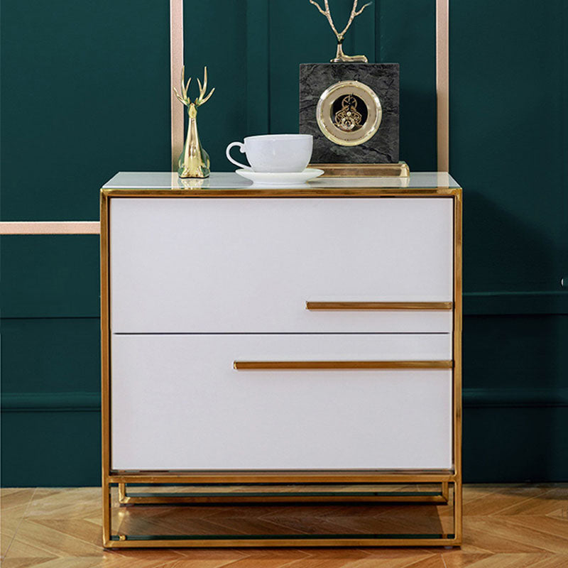 2 - Drawer Accent Table Nightstand 19.68" Tall Glam Bedside Cabinet