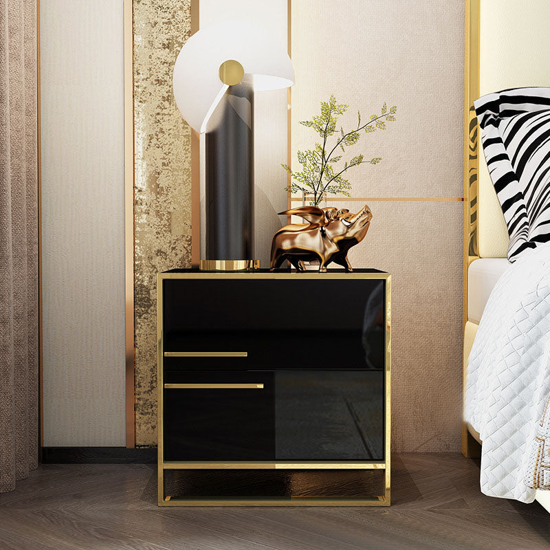 2 - Drawer Accent Table Nightstand 19.68" Tall Glam Bedside Cabinet