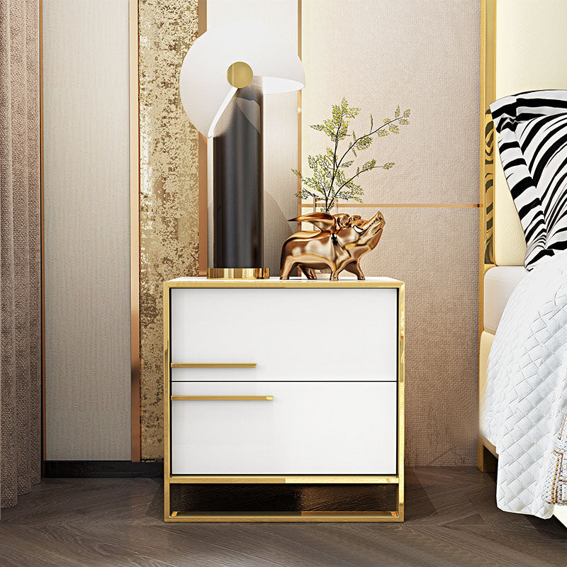 2 - Drawer Accent Table Nightstand 19.68" Tall Glam Bedside Cabinet