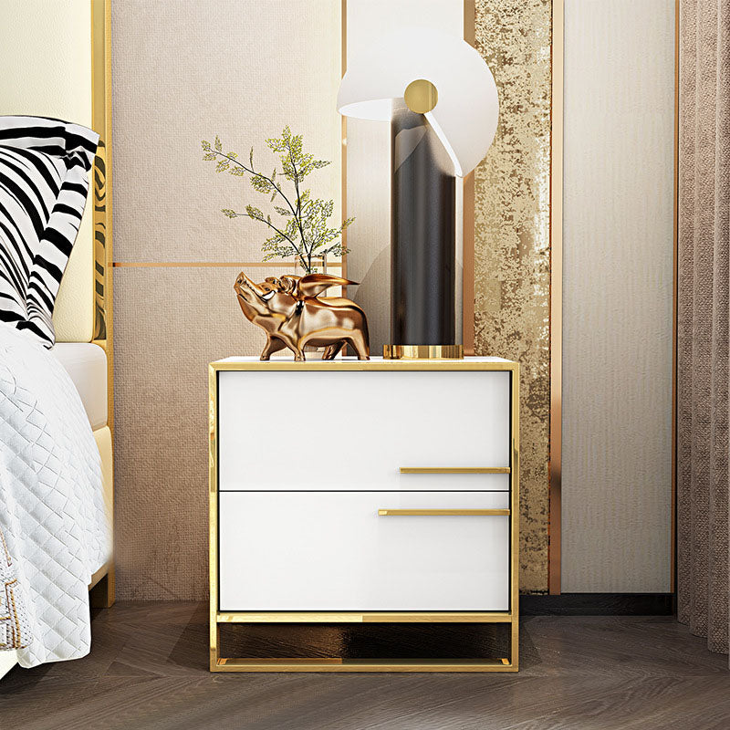 2 - Drawer Accent Table Nightstand 19.68" Tall Glam Bedside Cabinet