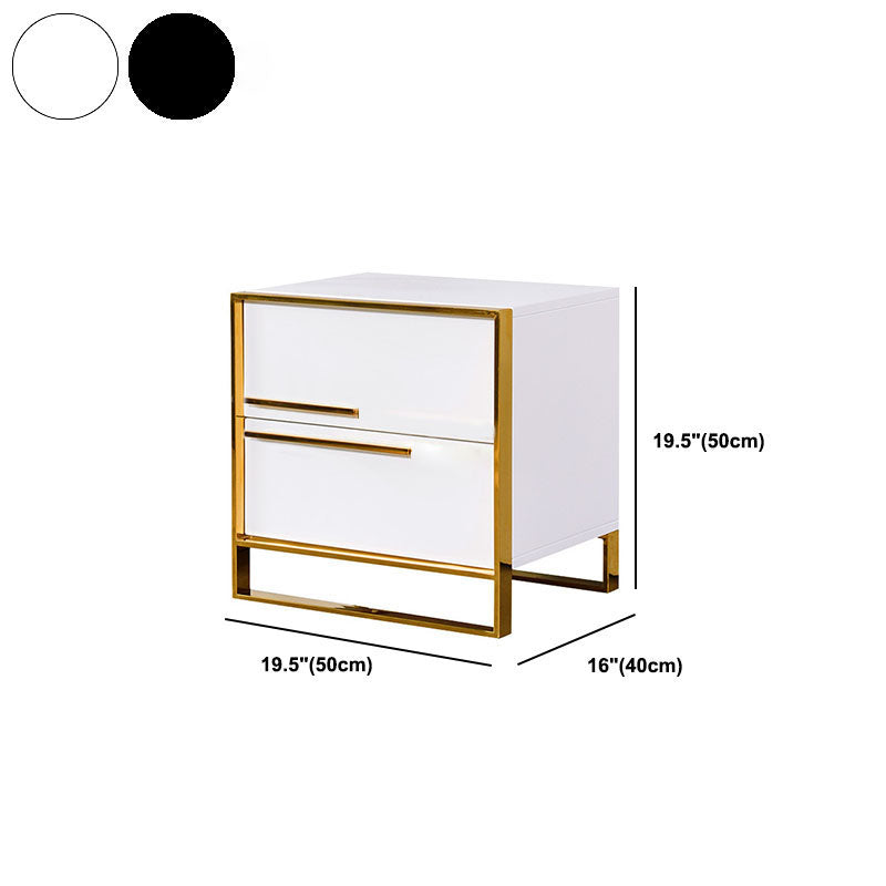 2 - Drawer Accent Table Nightstand 19.68" Tall Glam Bedside Cabinet