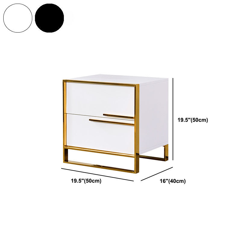 2 - Drawer Accent Table Nightstand 19.68" Tall Glam Bedside Cabinet