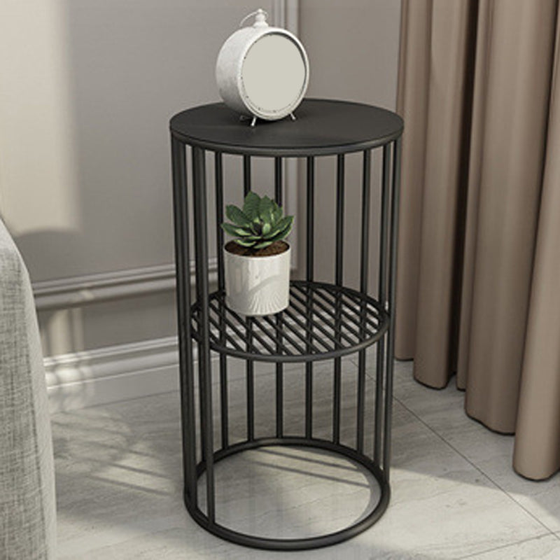 21.65" Tall Metal Glam Nightstand Open Storage Bedside Cabinet with Shelves