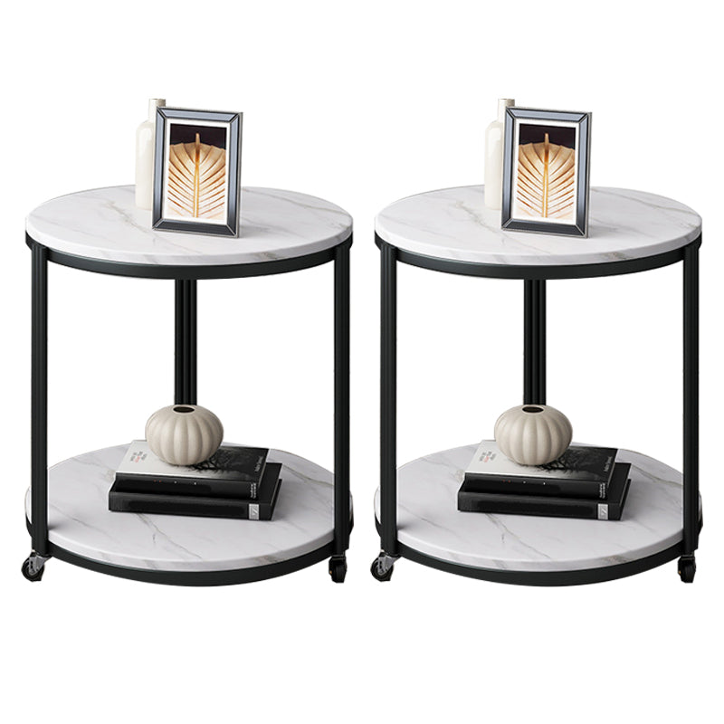 Glam Stone Night Table 21.65" Tall Bedside Cabinet with 2 Shelves