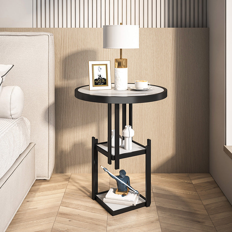 Contemporary Open Storage Nightstand Metal Night Table with 3 Shelves